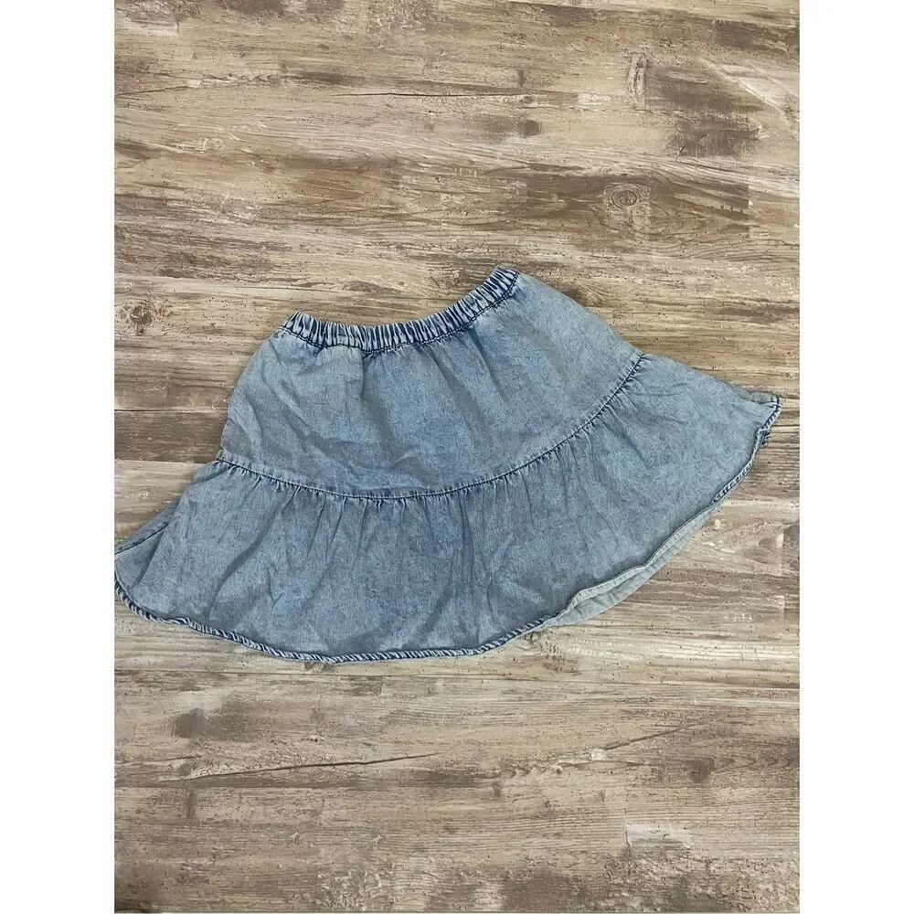 American Eagle Tiered Denim Jean Skirt 2 Hidden Side Pockets Women’s Sz XS